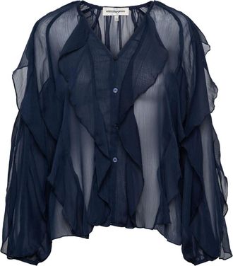 &Co Woman Wies Blouse - Dames - Blouses & Shirts - Blauw - Maat: S Voile