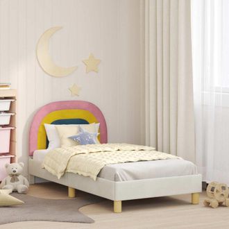 vidaXL vidaXL Struttura letto bambini con testata Crema 80 x 160 cm Velluto