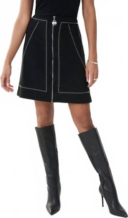 Joseph Ribkoff Zippered Front And Embellishments Skirt In Black