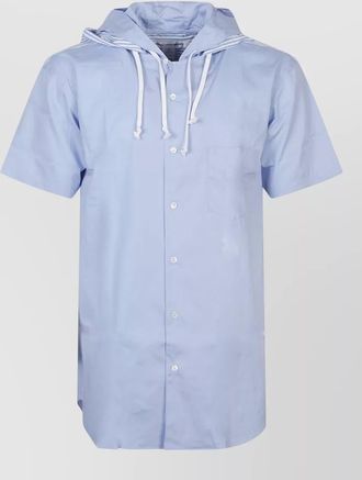 Comme Des Gar&ccedil;ons hooded shirt short sleeves striped pocket