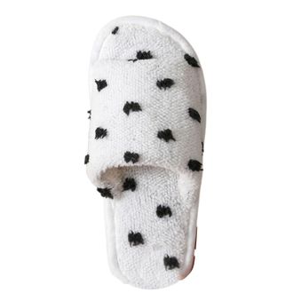 Generic Slippers Women Slip On Soft Sole Non Slip Indoor Open Toe Pattern Comfortable Slides For Home Relaxation Polka Dot Design Womens House Slippers(White,