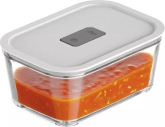 Ou Stackable Airtight Glass Food Storage Container with Microwave Valve and Leak Proof Lid in Clear With White Lid at Nordstrom