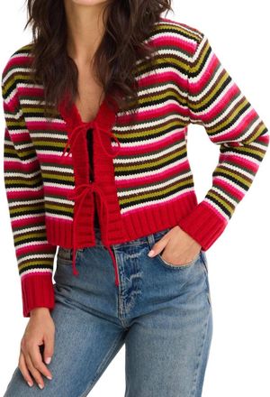Allison New York Hailey Striped Cardigan In Red Multi