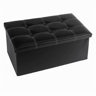 Trade Shop Cleafe - Pouff Puff Pouf Contenitore Imbottito Portaoggetti Seduta Nero 76x38x35 Cm 79431