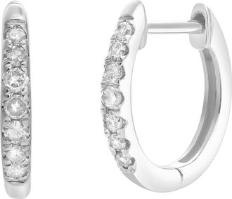 LuvMyJewelry Elina 0.25 Cts 14K Gold Diamond Huggie Hoop Earrings in 14K White Gold at Nordstrom