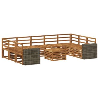 vidaXL Conjunto De Sof&aacute;s De Exterior 10 Uds. Natural Vidaxl