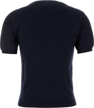Miu Miu Womens Virgin Wool Sweater Navy Bleu