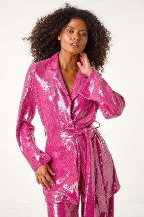 DUSK Belted Sequin Blazer
