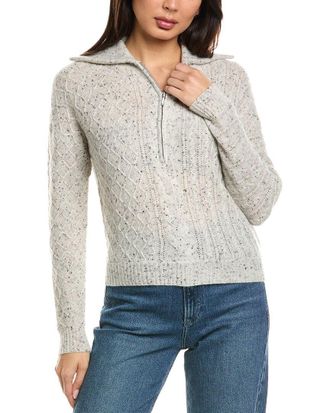 Brodie Mix Cable Half Zip Cashmere Sweater