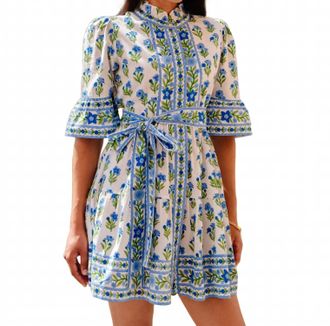 PINK CITY PRINTS Gemma Mini Dress In Lapis Meadow