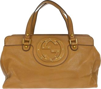 Gucci Blondie Satchel Leather Brown Leather Handbag (Pre-Owned)