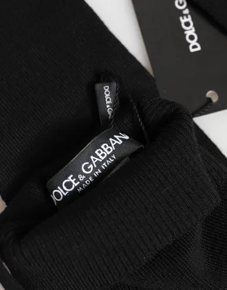 Dolce & Gabbana Black Virgin Wool Knitted Fingerless Men Mens Gloves