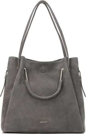 Kazar Grijze handtas met twee soorten handvatten - Dames - Schoudertassen - Grijs - ONE Size - Leer - Tassen