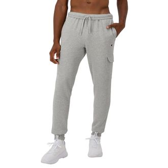 Champion Mens, Powerblend, Ankle-Length Joggers, Sweatpants Pockets (Reg. Or Big & Tall), Oxford Gray C Patch Logo, Large