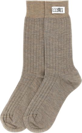 Maison Margiela Ribbed Wool Socks - Beige