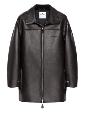 Courrèges oversized leather jacket - women - CALFSKIN - S - Brown