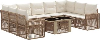 vidaXL Conjunto De Sof&aacute;s De Jard&iacute;n 10 Uds. Beige Y Blanco Crema Vidaxl