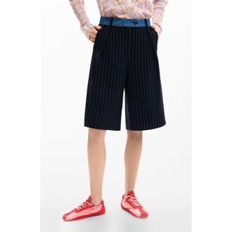 Desigual Pinstripe Shorts in Dark Blue at Nordstrom, Size X-Small