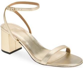 BOSS Cristas Leather Ankle Strap Sandal in Gold at Nordstrom, Size 10