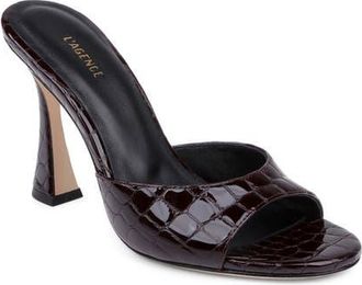 L'agence Avery Slide Sandal in Burgundy Patent Croc at Nordstrom, Size 6.5