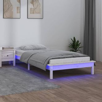 Berkfield Home LED Bed Frame White 90x190 cm Single Solid Wood