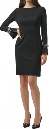 Joseph Ribkoff Scuba Crepe Shift Dress With Rhinestone Bows In Black