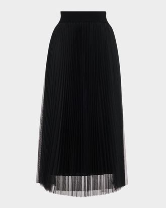 Fabiana Filippi Pleated Tulle A-Line Midi Skirt