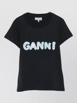 Ganni logo cotton t shirt graphic print