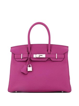 Herm&egrave;s Birkin Handbag Pink Clemence with Palladium Hardware 30 satchel
