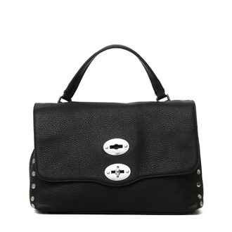 Zanellato Black Small Postina Daily Giorno Pebbled Leather Shoulder Bag