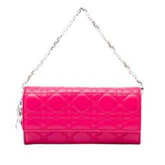 Dior Pre-owned Wallet on Chain - Dames - Pre-owned - Roze - Maat: ONE Size Leer