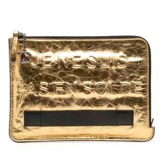 Chanel Gold Metallic Lambskin Je Ne Suis Pas En Solde Clutch