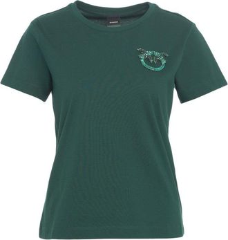 Pinko Crew Neck T-Shirt With Love Swallows Appliqué