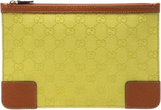 Gucci Pre-owned GG Canvas Clutch Bag - Dames - Vintage Clutch - Groen - ONE Size - Leer - Vintage