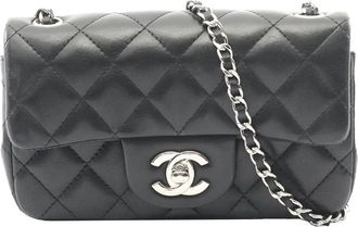 Chanel 2012 Extra Mini Rectangular Classic Lambskin Single Flap crossbody bag - Nero