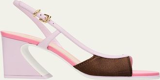 Fendi 65mm Arco Colorblock Slingback Sandals