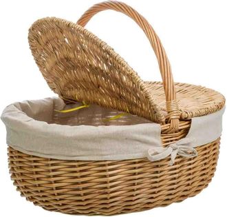 Wanderlust Deco Wanderlust Deco - Cesta De Mimbre Marr&oacute;n Forrada 48x37x17/40