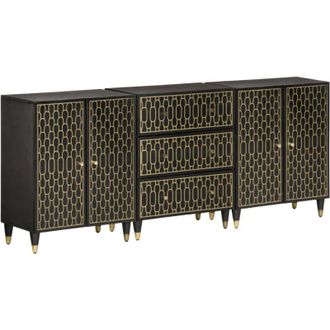 vidaXL Aparador 3 Piezas Madera Maciza De Mango 60x33x75 Cm Vidaxl