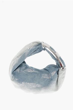Diesel Metallic-Effect Denim Hobo Bag GRAB-D with Metal Monogram size One Siz