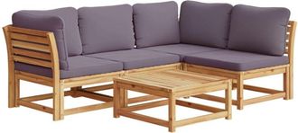 vidaXL Juego De Muebles Jard&iacute;n 5 Pzas Con Cojines Madera Maciza Acacia Vidaxl
