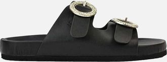 XY London Womens XY London Womens/Ladies Reggie Diamante Double Strap Flat Sandals - Black - Size: 3