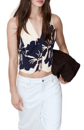 Mango Floral Print Vest in Off White at Nordstrom, Size X-Small