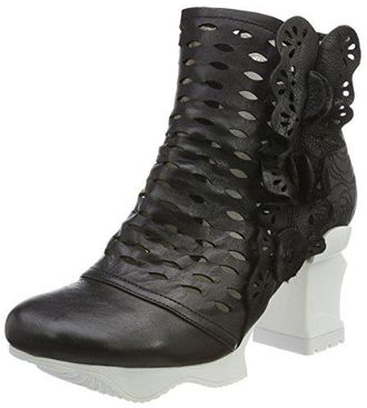 Bottines Femme LAURA VITA Anitao 06 - Cuir Et Textile, Talon 3 Cm, Tige 13 Cm, Motif Fleuri
