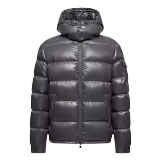 Moncler Down Jackets, male, Gray, Size: 3XL Maya Hooded Short Down Jacket