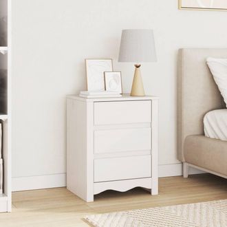 Berkfield Home Bedside Cabinet DRAMMEN White 45x35x56 cm Solid Wood Pine | Size: 45 x 35 x 56 cm
