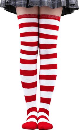 Generic Lovers Gifts For Women Crew Socks Women Novelty Womens Over Knee High Socks Women Thigh Wide Striped Stockings For Leg Warmer Of The Day (White, One S