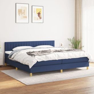 vidaXL Vidaxl - Cama Box Spring Con Colch&oacute;n Tela Azul 200x200 Cm
