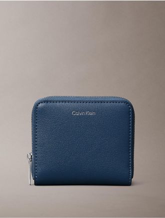 Calvin Klein Womens Foil Logo Square Zip Wallet - Blue