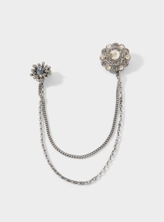 Le 31 Mens Shimmery flower double brooch