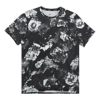 Nike Mens Nike Pro Dri-FIT Color Block Printing Short Sleeve Black T-Shirt DQ5422-010